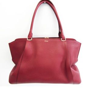 Cartier C De Cartier Women,Men Leather Handbag,Shoulder Bag Bordeaux